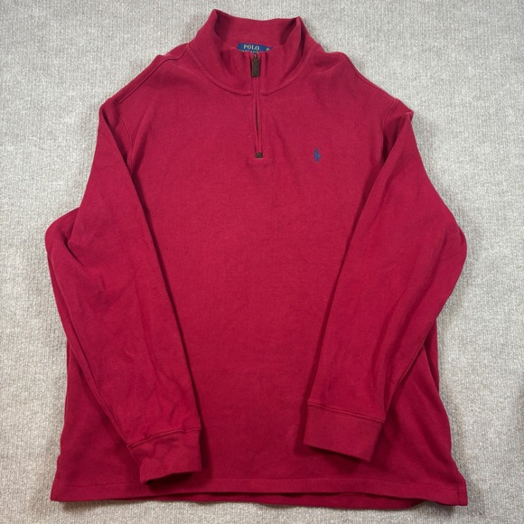 Polo Ralph Lauren Red Half Zip Long Sleeve Men's Size XXL EUC - Picture 2 of 7
